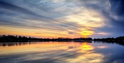 River sunrise Stock Photos