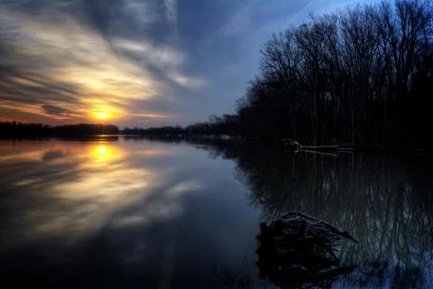 River sunrise Stock Photos