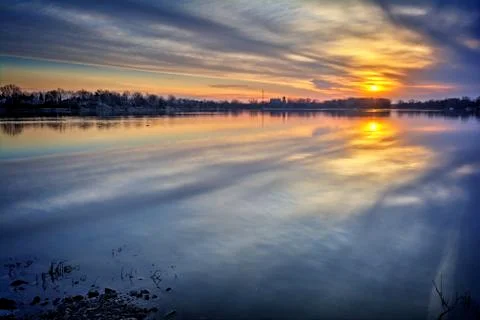 River sunrise Stock Photos