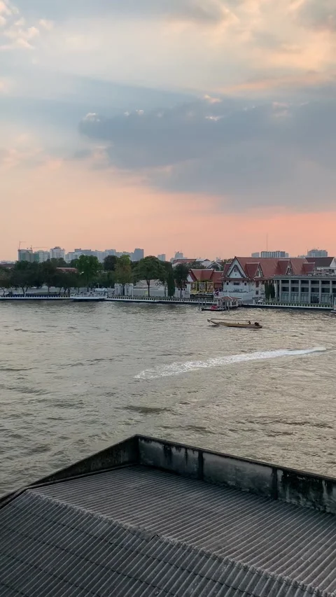 River sunset in Bangkok Stock Footage 344744613