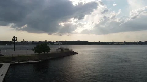 River sunset with clouds Stock Footage 162653719