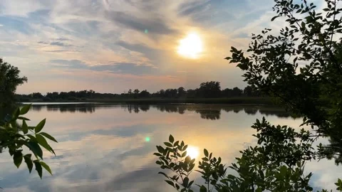 River at sunset in the floodplain 库存影片 205360902