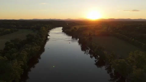 River Sunset Stock Footage 340114446