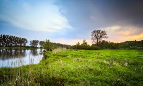 River at sunset long exposure Foto stock