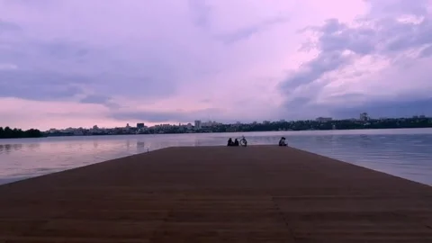 River sunset in a park Stock Footage 155540415