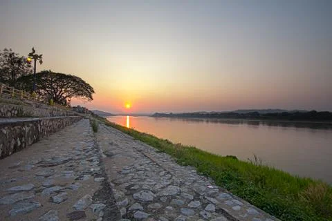 River on sunset 写真素材