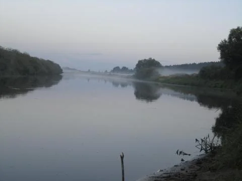 River at sunset 스톡 사진