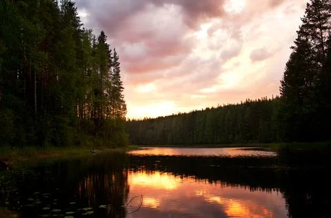 River sunset Stock Photos