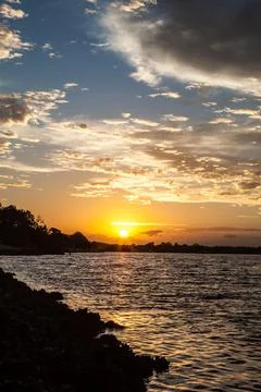 River Sunset Foto stock