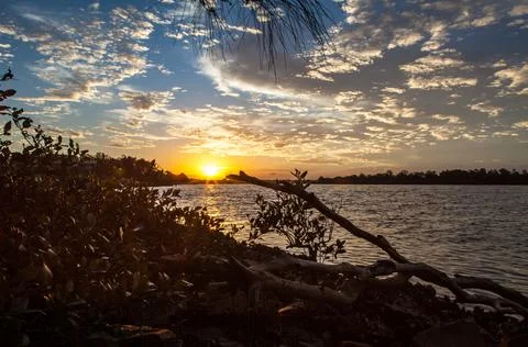 River Sunset Foto stock