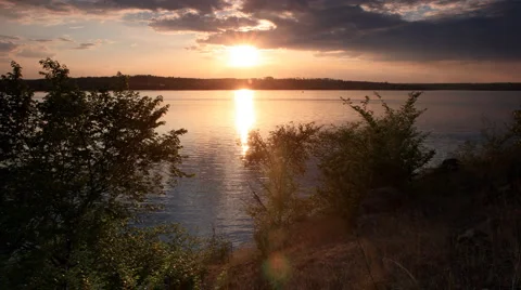 River Sunset. Shot with slider. Stock Footage 5216692