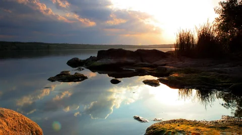 River Sunset. Shot with slider. Stock Footage 5222891