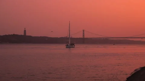 River at sunset, stock video, no sound Stock Footage 233990147