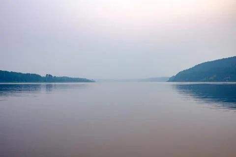 River at sunset. Summer.August. Stock Photos