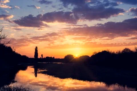 River sunset Tiétar Stock Photos