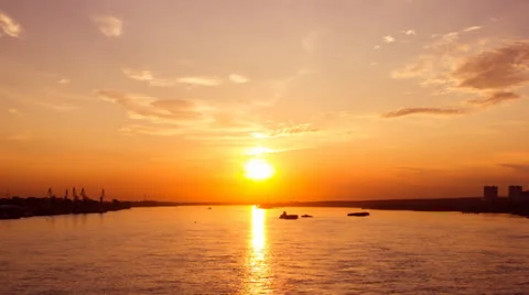 River Sunset Timelapse Stock Footage 27072606