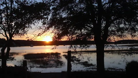 River Sunset Timelapse Stock Footage 162895120
