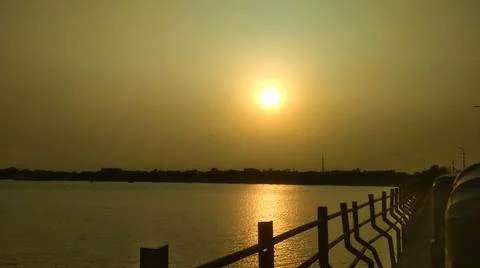 River Sunset view from Bridge Foto stock