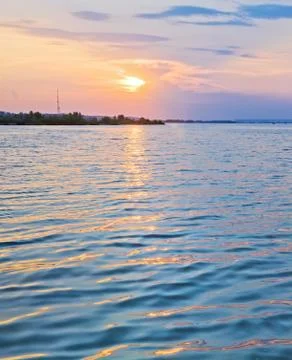 River sunset view. Stock Photos