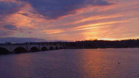 River Sunset Washington DC Winter Time lapse Epic 4K Stock Footage