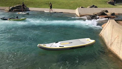 River SUP Paddle  Stock Footage 93149937
