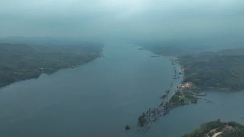 River Surface After Rain Aerial Time Lapse Footage Stockbeeldmateriaal 320003307