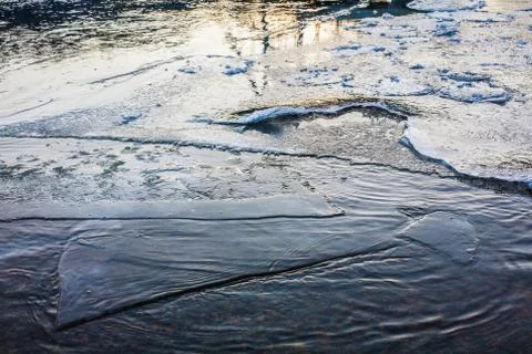 River surface covered with melting ice Foto stock