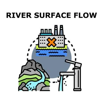 River surface flow and water environmental preservation Stock Illustration