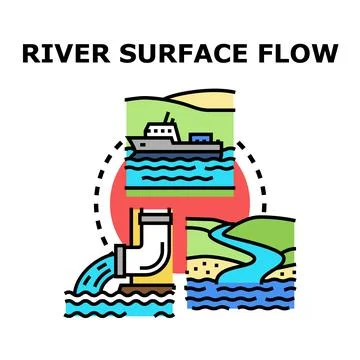 River surface water flow environmental pipeline discharge concept Stock Illustration