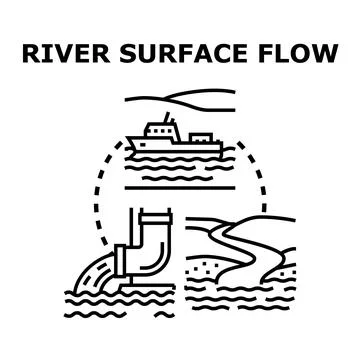 River surface water flow environmental pipeline discharge concept Stock Illustration