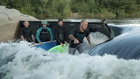 River Surfing Slow Motion (120fps) Stock Footage 100034267