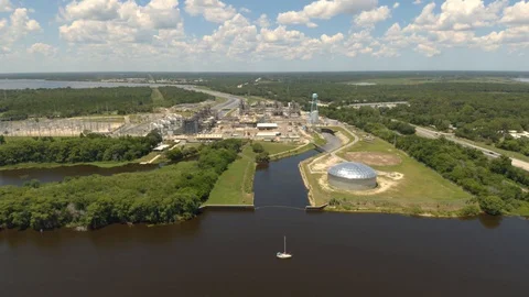 River Surrounding Power Plant Stock Footage 108878085