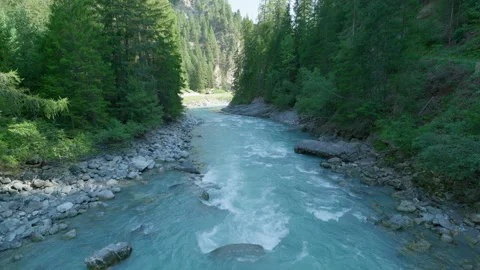 River in Swiss alps Stock Footage 286009539