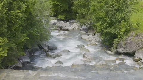 River in the Swiss Alps. River Schchen, Schchental valley, Canton Uri, Switze Video stock 162786393