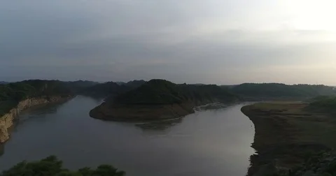 River taking U curve Stock Footage 77246366