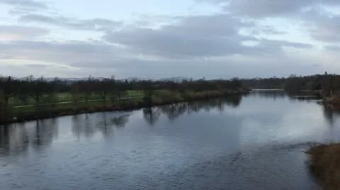 River Tay and North Inch Park Perth Scotland Stock Footage 10737843