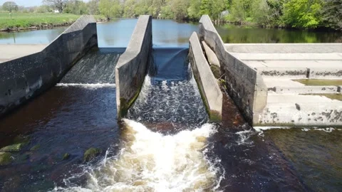 River Tees Broken Scar Low Coniscliffe Darlington Drone Footage Stock Footage 194134304