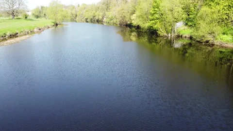 River Tees Broken Scar Low Coniscliffe Darlington Drone Footage Stock Footage 194136452