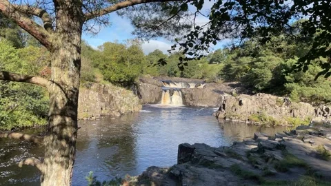The River Tees at Low Force waterfalls in Autumn, County Durham, England, UK Stock-Footage 285178079