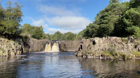 The River Tees at Low Force waterfalls in Autumn, County Durham, England, UK Stock Footage 285178218