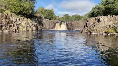 The River Tees at Low Force waterfalls in early Autumn, England, UK Stock-Footage 287476187
