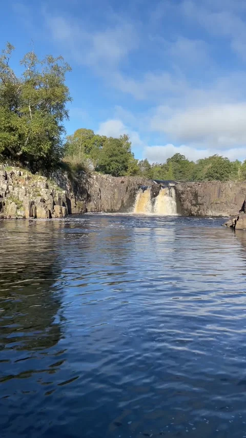 The River Tees at Low Force waterfalls in early Autumn, England, UK Video stock 287476748