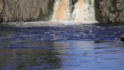 The River Tees at Low Force waterfalls in Autumn, County Durham, England, UK Stock Footage 313157475