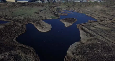 The River Tees nature reserve by drone Stock Footage 131080822
