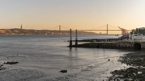 River Tejo Lisbon II Timelapse Stock Footage 199101300