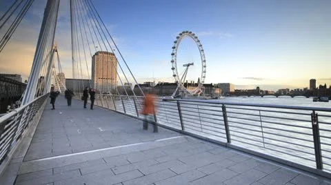 River Thames and Millennium Wheel, London, England Stock Footage 10470791
