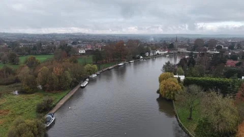 River Thames aproching Marlow Town UK drone,aerial Vídeos de archivo 321354750