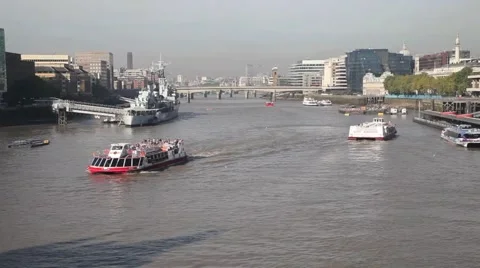 River Thames, City View from Tower Bridge London 1 Video stock 47063170