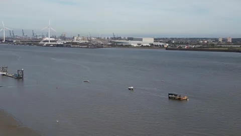 River thames freight traffic viewed from Gravesend Kent Video stock 249539252