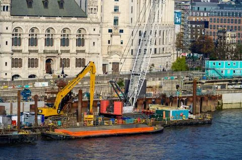 River Thames Infrastructure: Tideway Central Project Stock Photos
